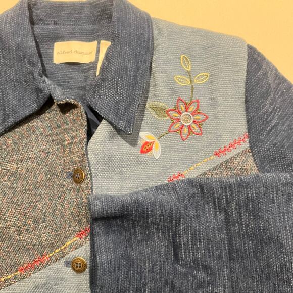 Alfred Dunner Blue Button Sweater Lined Medium Embroidered‎ Grandma Cottagecore - Picture 1 of 6